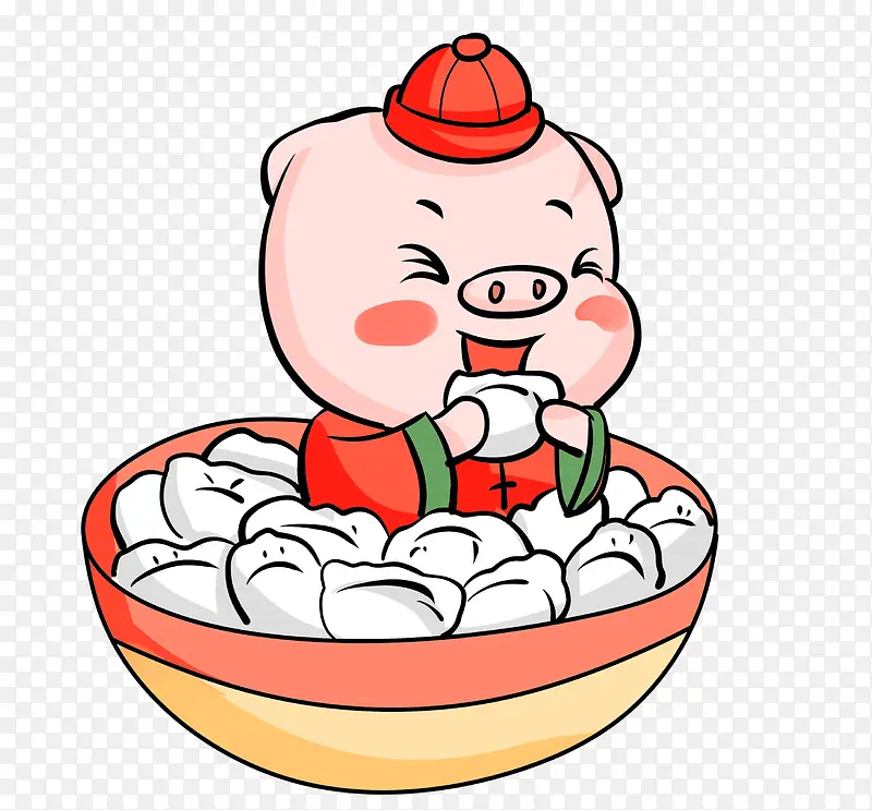 猪宝宝吃饺子免抠
