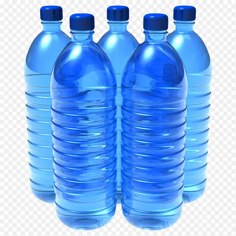 蓝色解渴螺纹塑料瓶饮用水实物