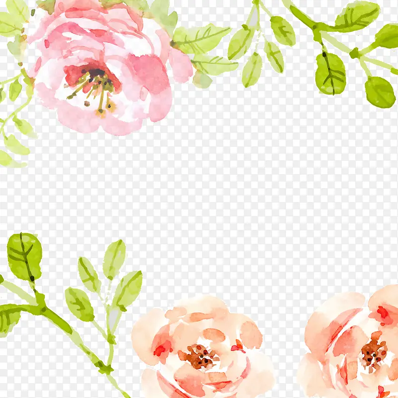 创意水粉花卉装饰边框