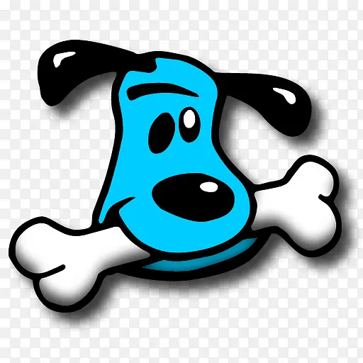 蓝色可爱小狗啃骨头PNG图标
