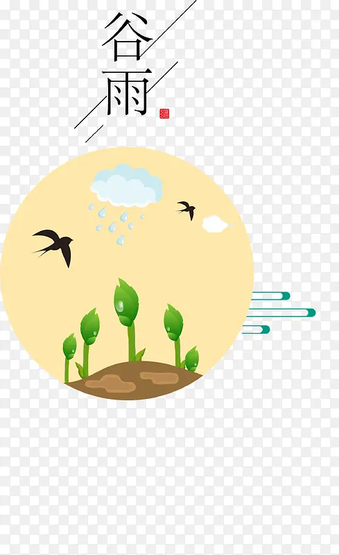 谷雨主题装饰插图雨水植物