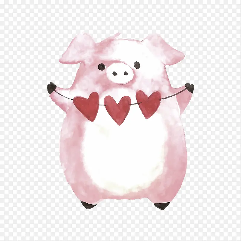 情人节粉色猪猪插画
