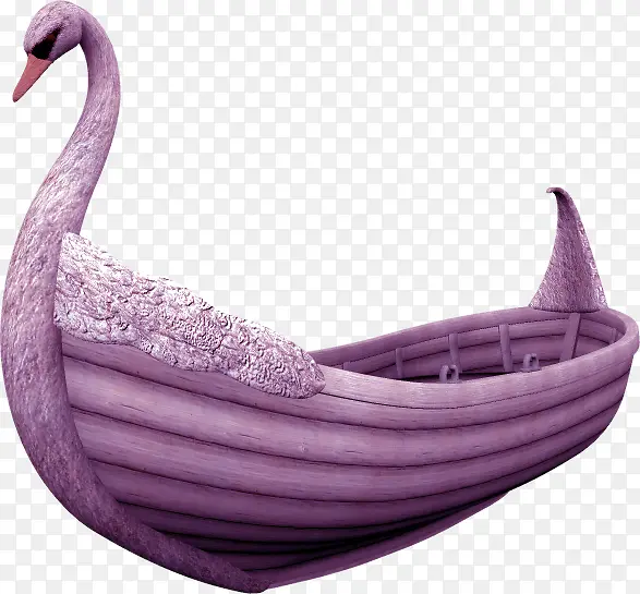 手绘紫色梦幻天鹅船