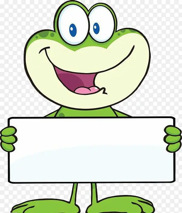 可爱青蛙拿纸板