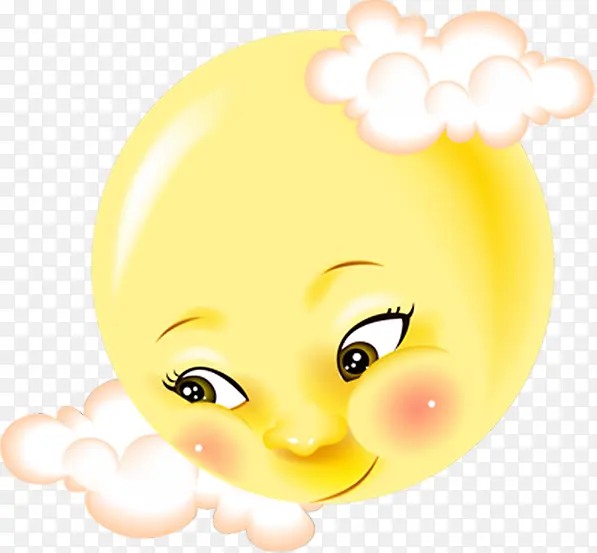 黄色卡通太阳云朵笑脸
