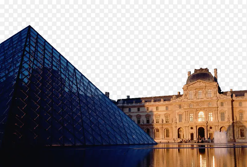 城市建筑巴黎卢浮宫免抠图