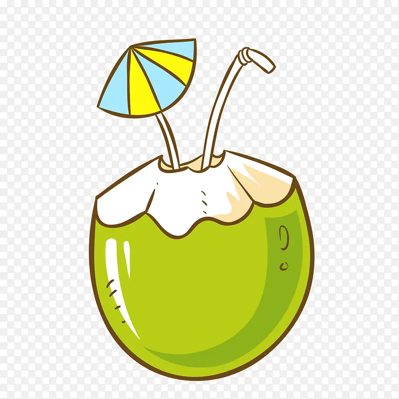 卡通绿色的椰子果汁设计