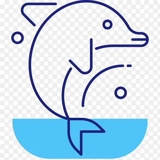 水彩卡通手绘海豚