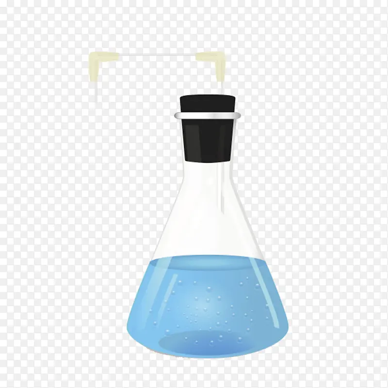 透明立体瓶子蓝色液体实物