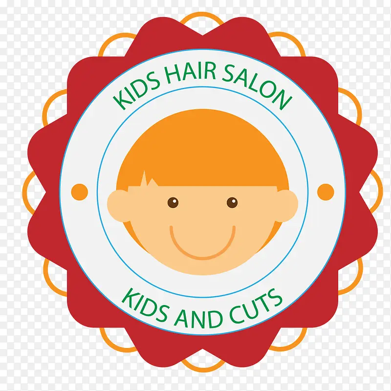 圆形的儿童理发店标签设计