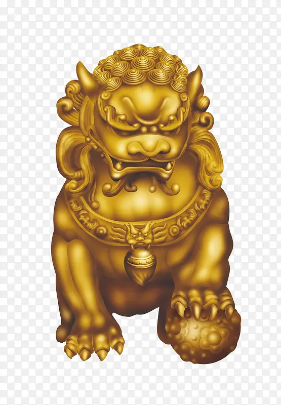 金色的卡通狮子雕像