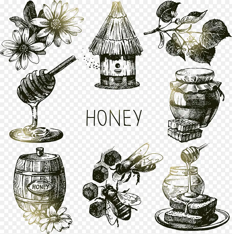 手绘蜂蜜元素