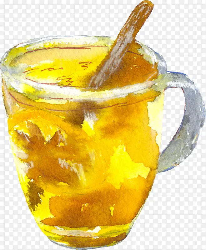 一杯蜂蜜水手绘图
