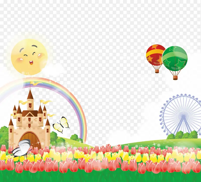 郁金香花园和热气球