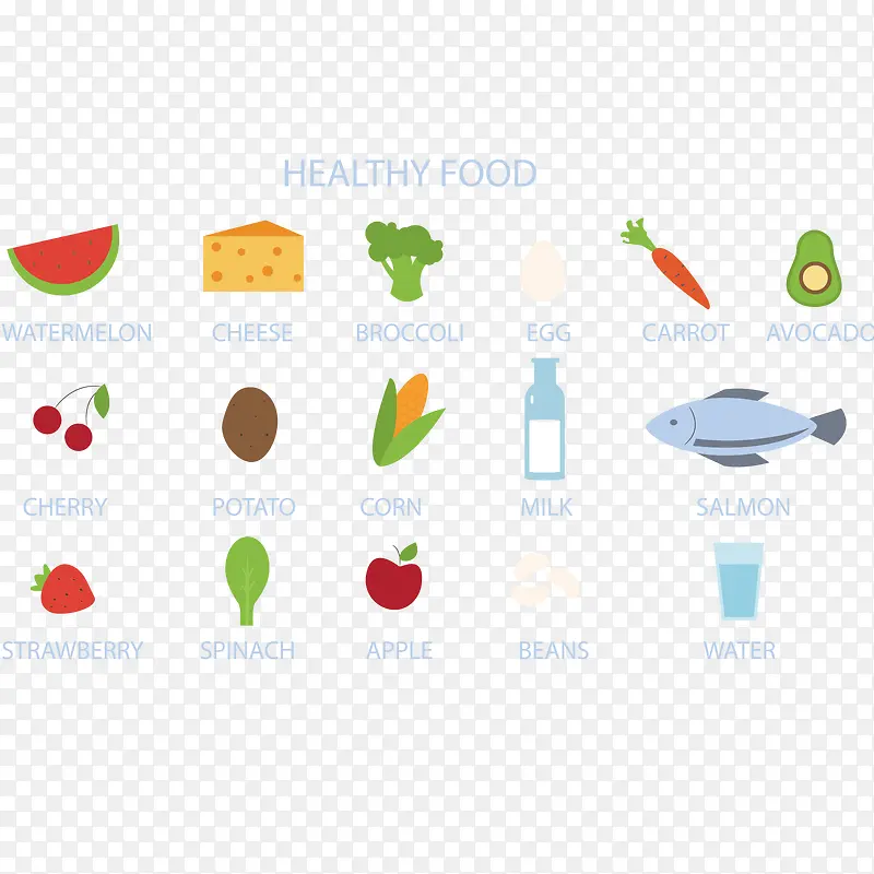 健康扁平食品图标