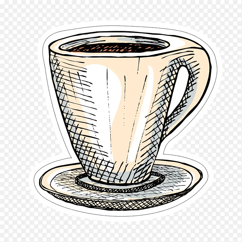 矢量手绘咖啡甜品咖啡杯素材
