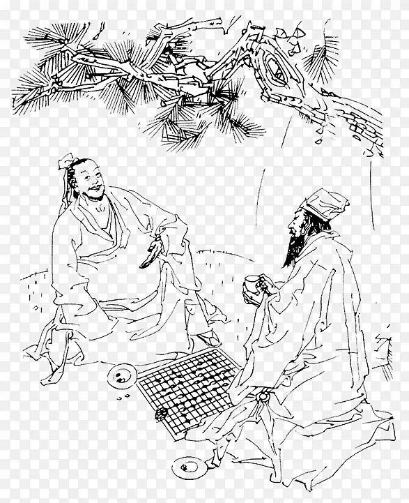 中国风古人围棋书画