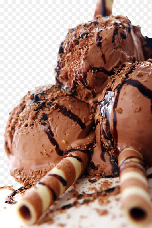 一堆美味的巧克力冰激凌