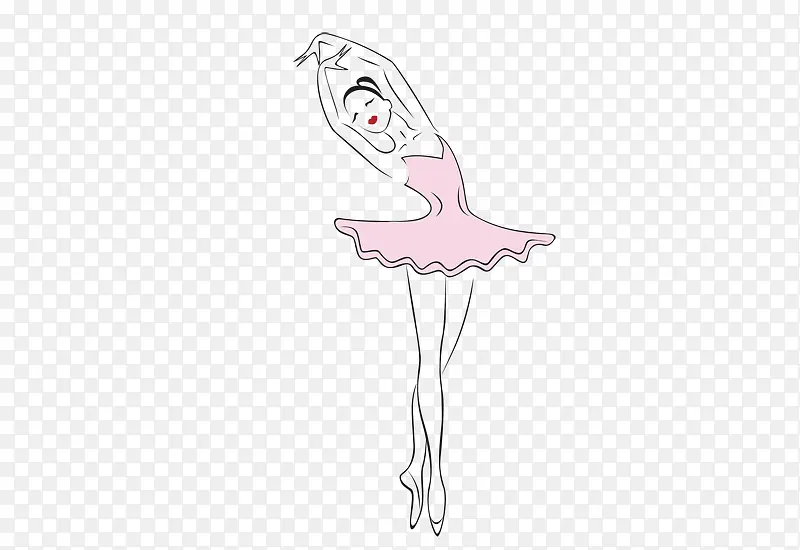 卡通手绘粉色芭蕾舞者