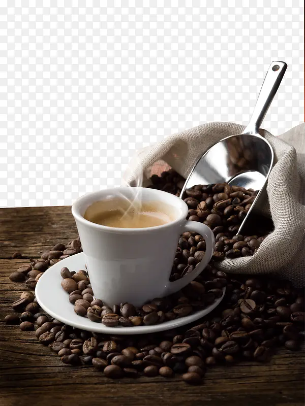 咖啡豆和咖啡实物图