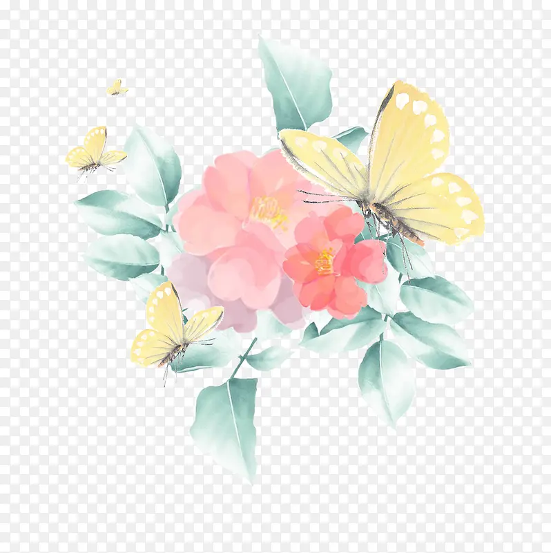手绘花和蝴蝶