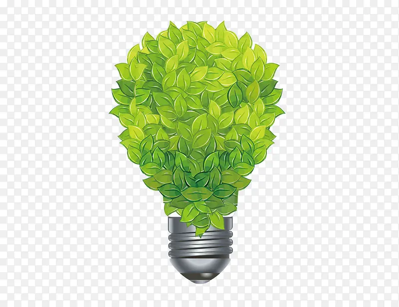创意绿色树叶灯泡