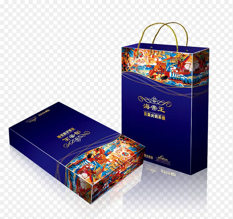 蓝色海鲜礼盒包装