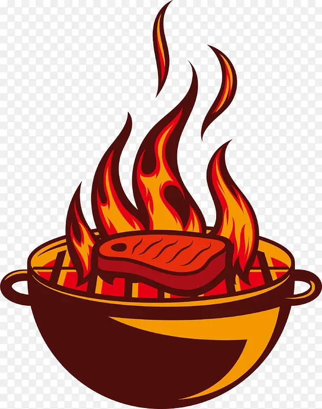 红色立体火焰烤炉