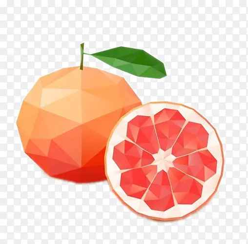 石榴橘红几何图形水果