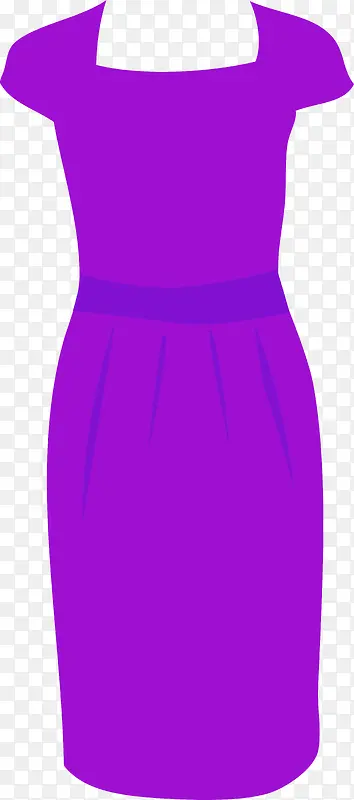 矢量卡通可爱女士紫色裙子
