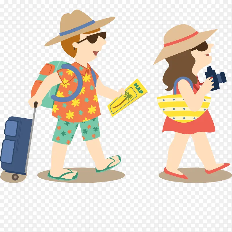 手绘卡通人物插图夏日旅行出游的PNG图片素材下载_图片编号7944550-PNG素材网