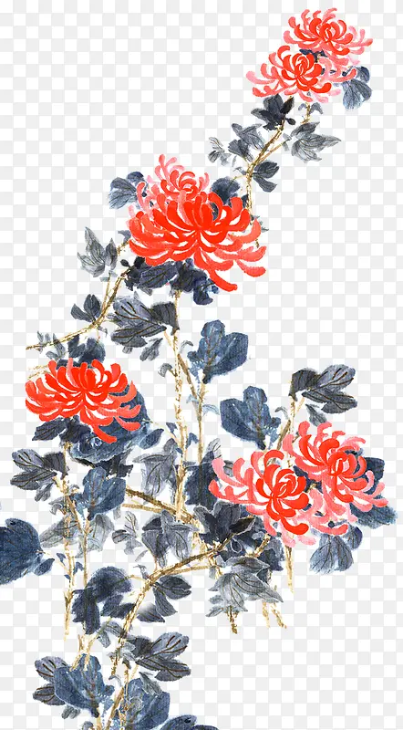 中国风手绘菊花装饰图案