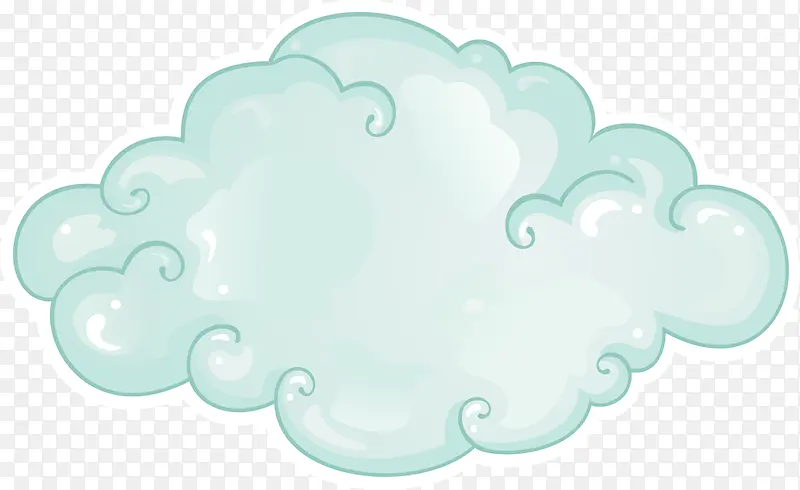 卡通绿色白边云朵
