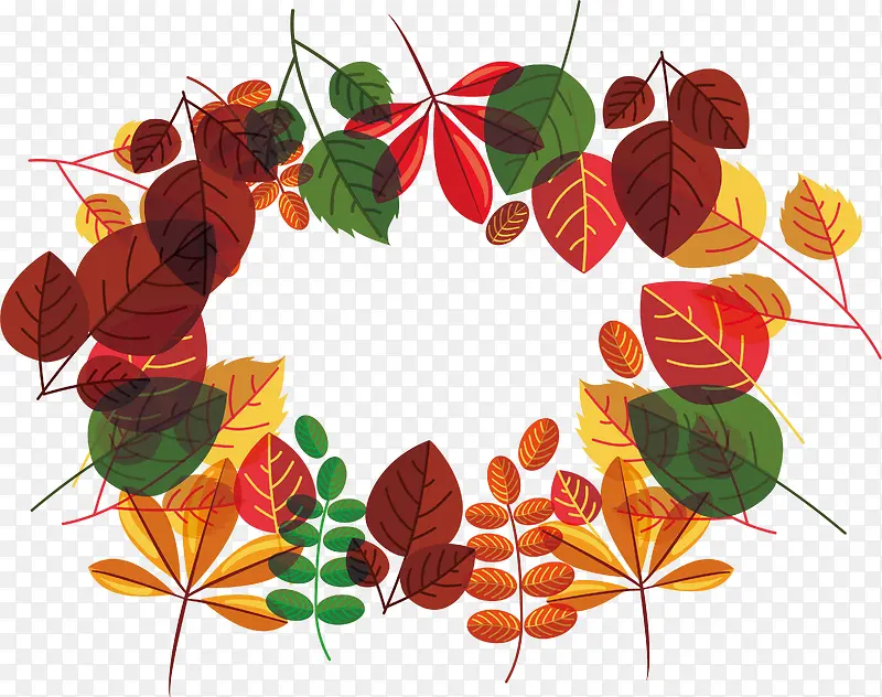 五彩的秋日树叶边框