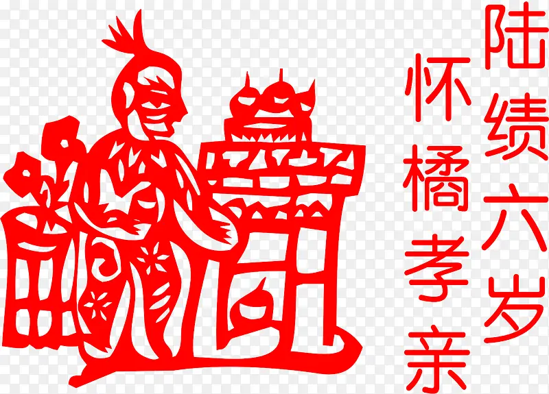 二十四孝怀橘孝亲剪纸PNG图片素材下载_图片编号7955539-PNG素材网