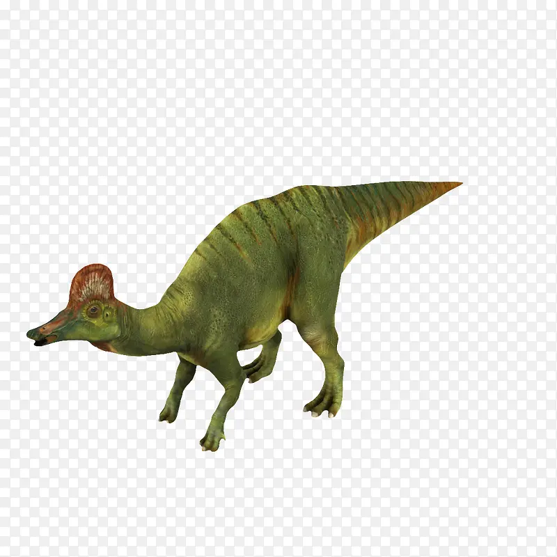 绿色红冠三角恐龙