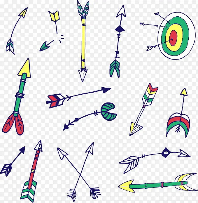 15款手绘箭和箭靶矢量素材