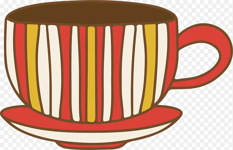 矢量手绘条纹茶杯