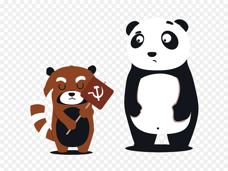 矢量熊猫和小熊猫