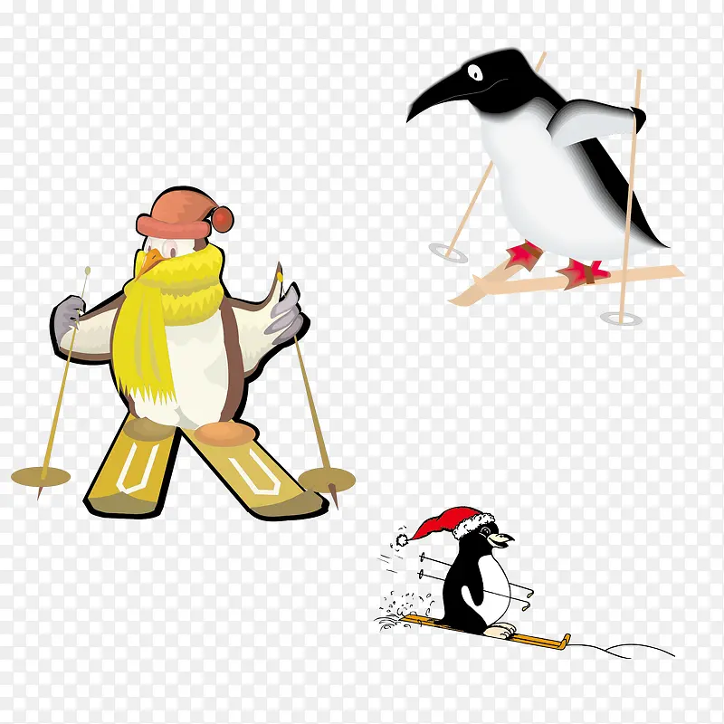 企鹅滑雪素材