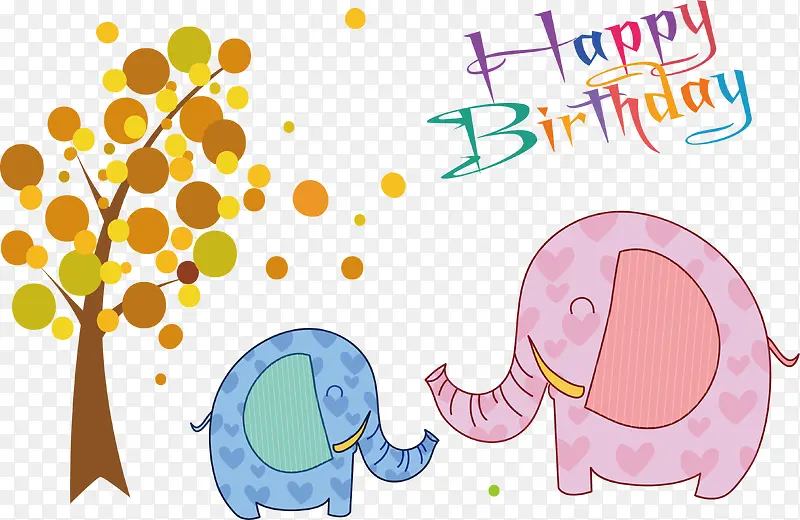 彩色大象母子过生日