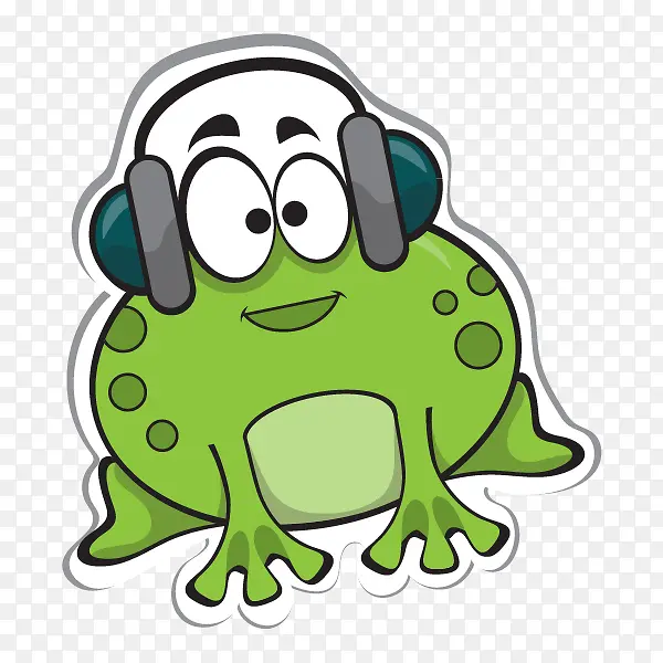 戴耳机听歌的青蛙