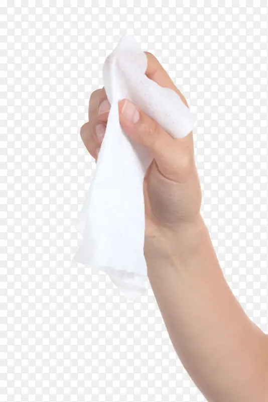 手拿着一张无纺布湿纸巾实物