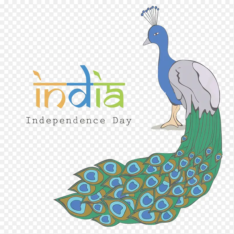 矢量孔雀印度独立日