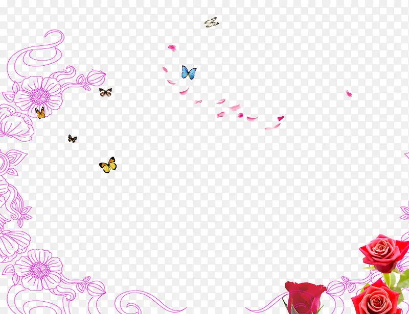 三八节海报蝴蝶花朵背景