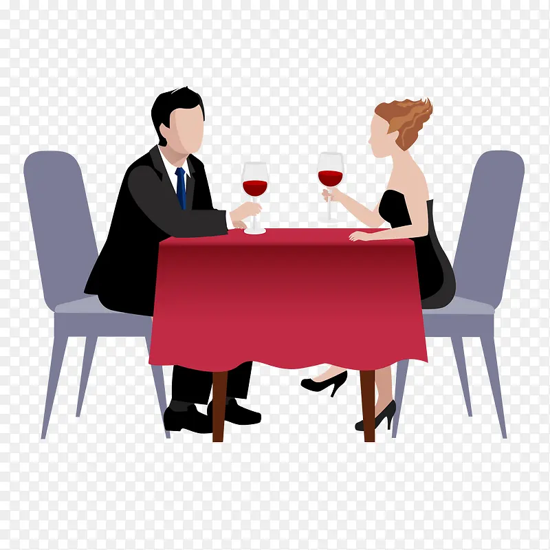卡通晚餐的情侣设计
