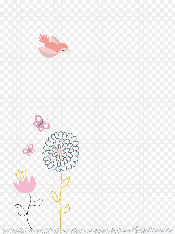 小鸟蝴蝶和花朵