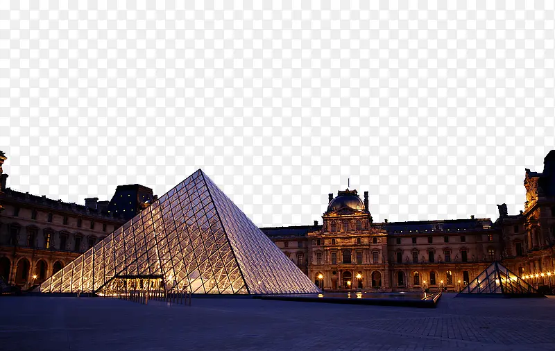 法国卢浮宫博物馆夜景