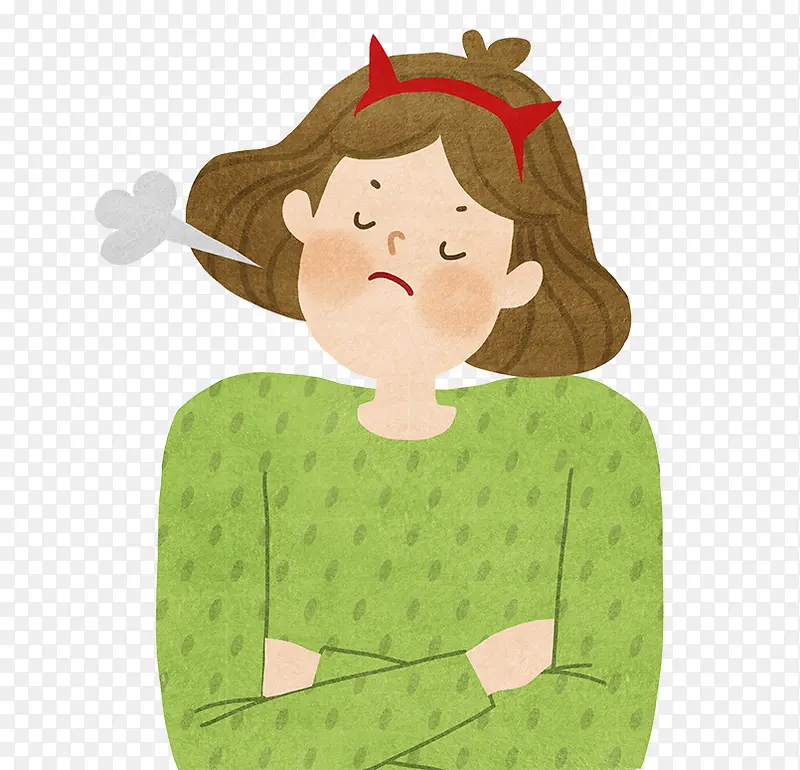 手绘卡通双手抱胸叹气的女孩PNG图片素材下载_图片编号7972966-PNG素材网