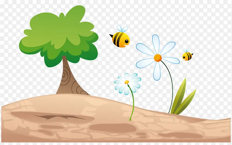 夏季植物蜜蜂花草装饰